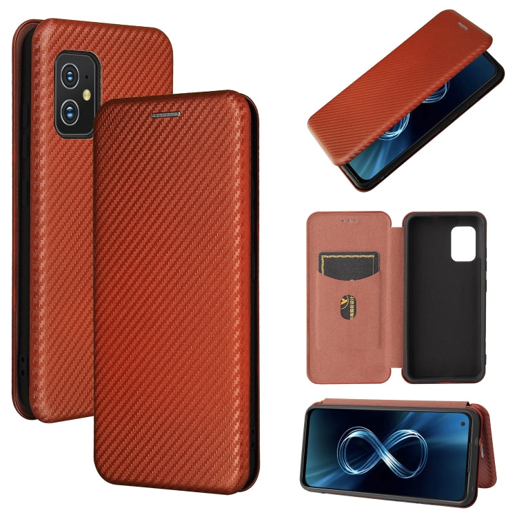 Carbon Fiber Texture Magnetic Horizontal Flip TPU + PC + PU Leather Case with Card Slot, For TCL 20S, For Asus Zenfone 8 / ZS590KS (8 Mini)