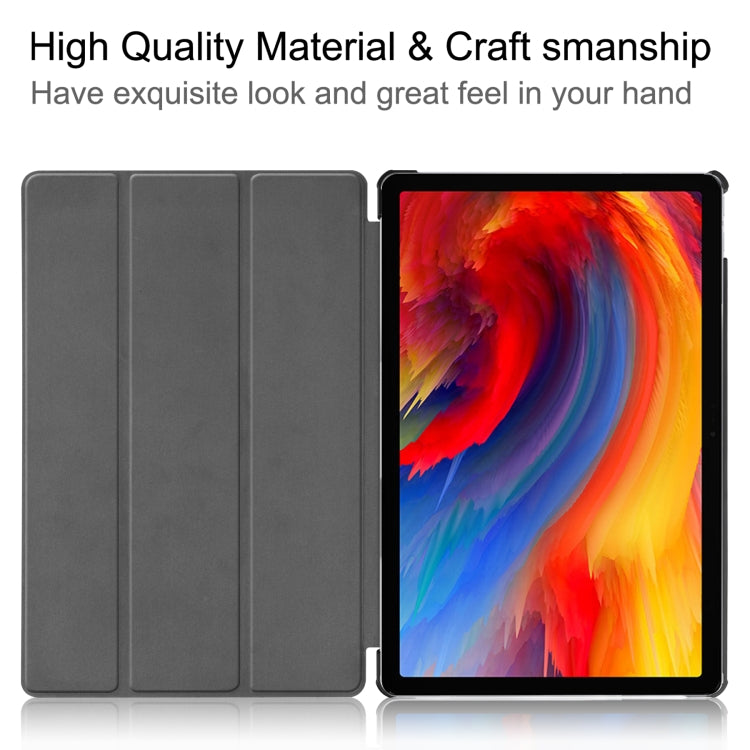 Custer Pattern Pure Color Horizontal Flip Leather Case with Sleep Function & Three-folding Holder, For Lenovo Pad Plus 11 2021