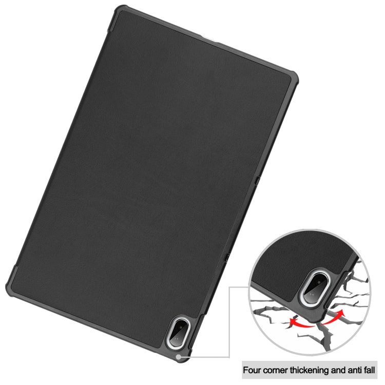 Custer Pattern Pure Color Horizontal Flip Leather Case with Sleep Function & Three-folding Holder, For Lenovo Pad Plus 11 2021