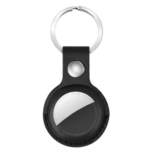 For AirTag 2nd Gen / AirTag 1st Gen Shockproof Anti-scratch Leather Protective Case Cover with Hang Loop Key Chain