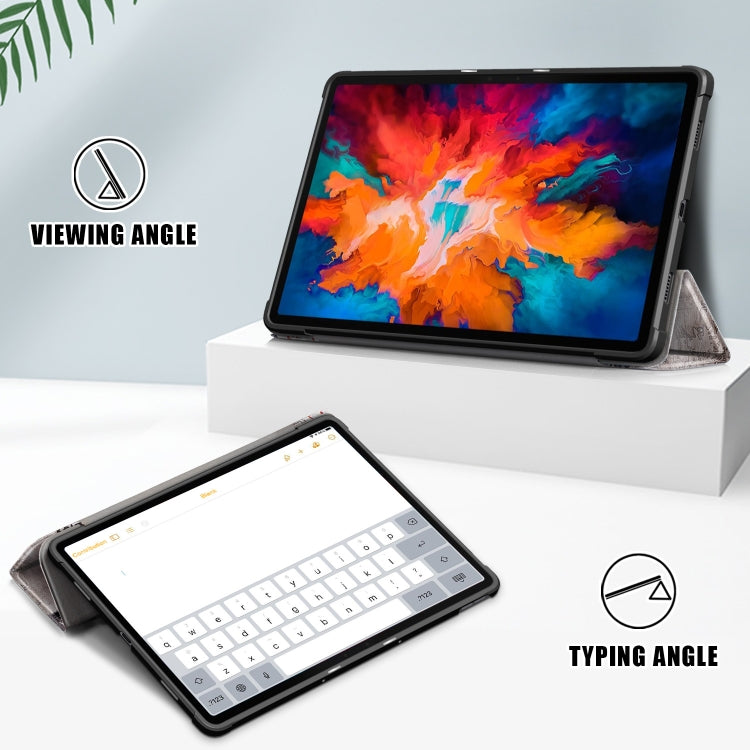Painted Pattern PU + TPU Horizontal Flip Leather Case with Three-folding Holder & Wake-up / Sleep Function, For Lenovo Tab P11 Pro TB-J716F /J706F