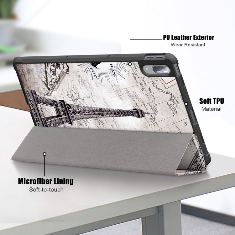 Painted Pattern PU + TPU Horizontal Flip Leather Case with Three-folding Holder & Wake-up / Sleep Function, For Lenovo Tab P11 Pro TB-J716F /J706F