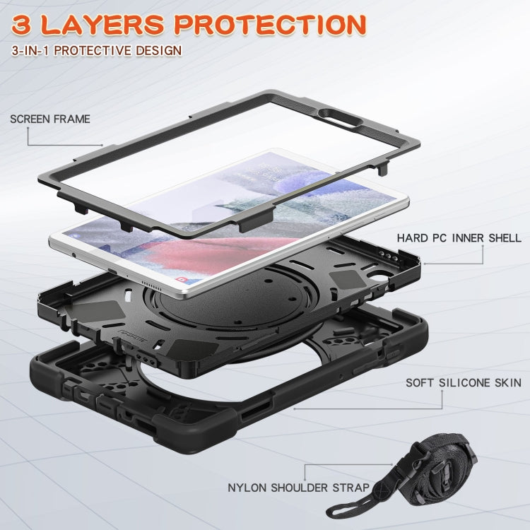 Silicone + PC Protective Case with Holder & Shoulder Strap, For Samsung Galaxy Tab A7 Lite T220 / T225