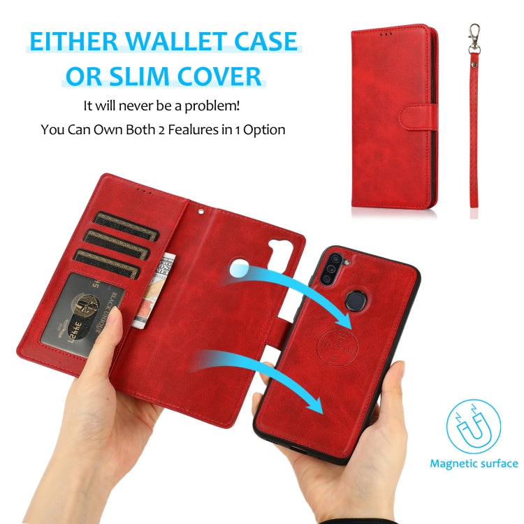 Calf Texture 2 in 1 Detachable Magnetic Back Cover Horizontal Flip Leather Case with Holder & Card Slots & Wallet & Photo Frame, For Samsung Galaxy A11 / M11, For Samsung Galaxy A21, For Samsung Galaxy A21s, For Samsung Galaxy A32, For Samsung Galaxy A...