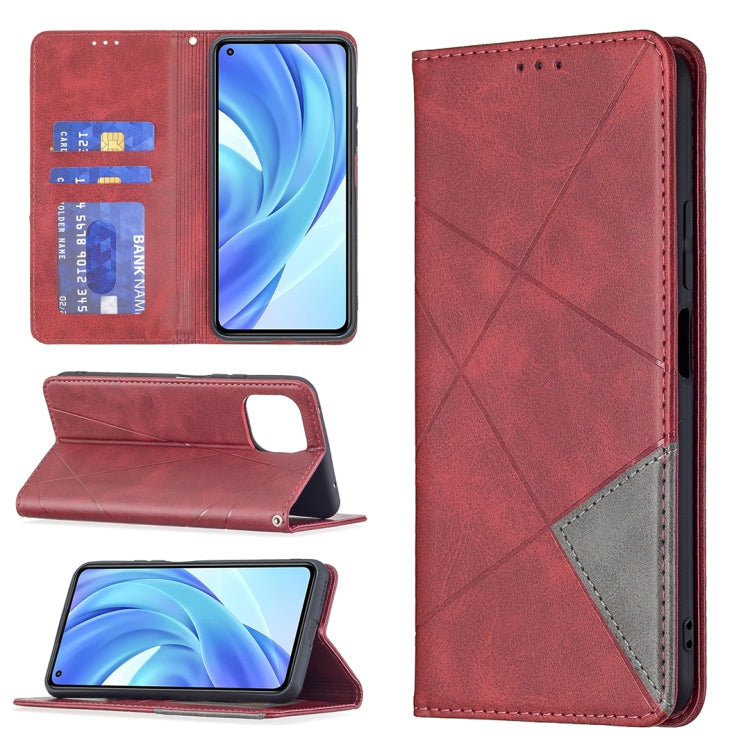Rhombus Texture Horizontal Flip Magnetic Leather Case with Holder & Card Slots, For Samsung Galaxy A03s, For Xiaomi Mi 11 Lite, For Xiaomi Poco M3 Pro / Redmi Note 10 5G, For Samsung Galaxy A03s 164mm