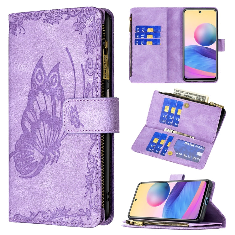Flying Butterfly Embossing Pattern Zipper Horizontal Flip Leather Case with Holder & Card Slots & Wallet, For Samsung Galaxy A03s 164mm, For Xiaomi Mi 11 Lite, For Xiaomi Poco M3 Pro / Redmi Note 10 5G