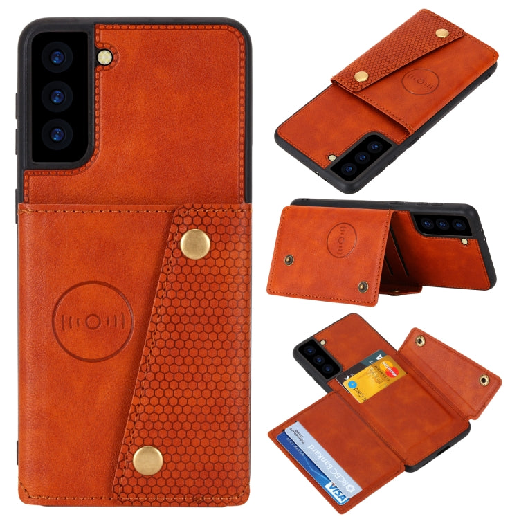 Double Buckle PU + TPU Shockproof Magnetic Protective Case with Card Slot & Holder, For Huawei P50, For Xiaomi Redmi K40 Gaming, For Xiaomi Redmi Note 10 5G, For Samsung Galaxy S21 FE