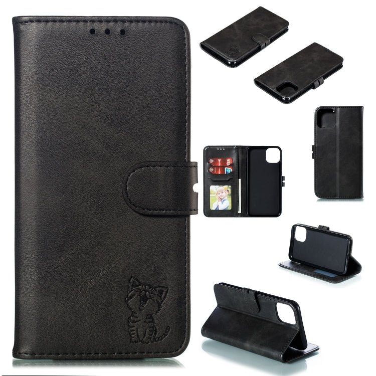 Embossed Happy Cat Pattern Horizontal Flip Leather Case with Holder & Card Slots & Wallet, For iPhone 13 mini, For iPhone 13, For iPhone 13 Pro, For iPhone 13 Pro Max