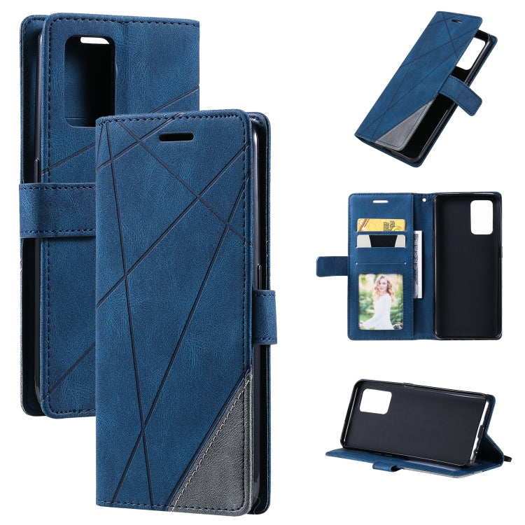 Skin Feel Splicing Horizontal Flip Leather Case with Holder & Card Slots & Wallet & Photo Frame, For OPPO A74 4G / F19, For OPPO A94 4G / F19 Pro, For OPPO Realme V13 5G, For OPPO Realme 8 4G, For OPPO Reno5 5G, For OPPO Reno5 Pro 5G                   ...