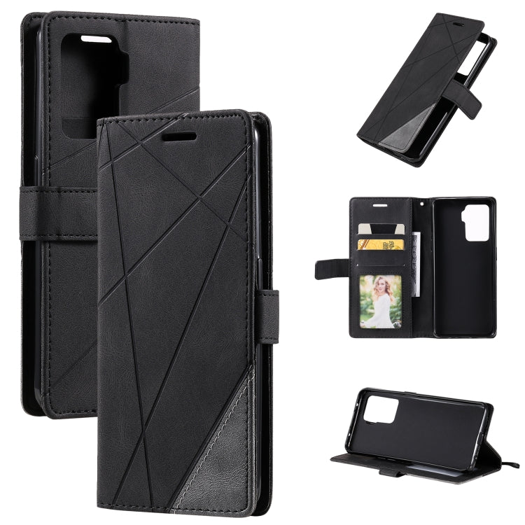 Skin Feel Splicing Horizontal Flip Leather Case with Holder & Card Slots & Wallet & Photo Frame, For OPPO A74 4G / F19, For OPPO A94 4G / F19 Pro, For OPPO Realme V13 5G, For OPPO Realme 8 4G, For OPPO Reno5 5G, For OPPO Reno5 Pro 5G                   ...