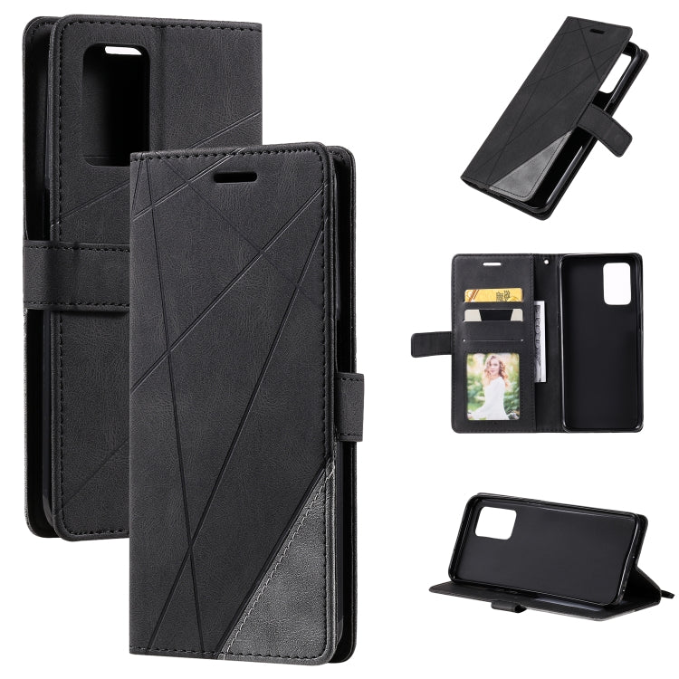 Skin Feel Splicing Horizontal Flip Leather Case with Holder & Card Slots & Wallet & Photo Frame, For OPPO A74 4G / F19, For OPPO A94 4G / F19 Pro, For OPPO Realme V13 5G, For OPPO Realme 8 4G, For OPPO Reno5 5G, For OPPO Reno5 Pro 5G                   ...