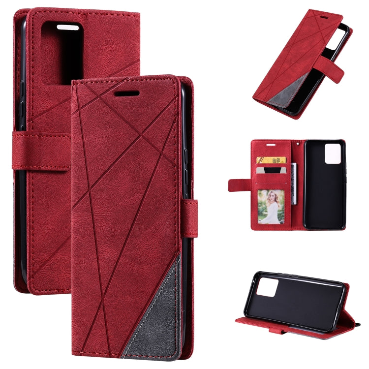 Skin Feel Splicing Horizontal Flip Leather Case with Holder & Card Slots & Wallet & Photo Frame, For OPPO A74 4G / F19, For OPPO A94 4G / F19 Pro, For OPPO Realme V13 5G, For OPPO Realme 8 4G, For OPPO Reno5 5G, For OPPO Reno5 Pro 5G                   ...