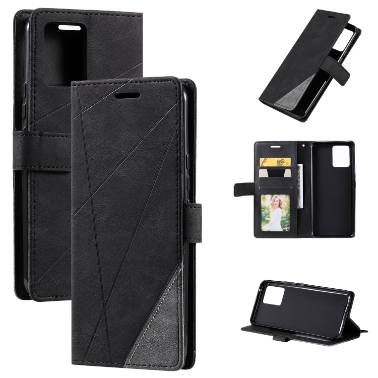 Skin Feel Splicing Horizontal Flip Leather Case with Holder & Card Slots & Wallet & Photo Frame, For OPPO A74 4G / F19, For OPPO A94 4G / F19 Pro, For OPPO Realme V13 5G, For OPPO Realme 8 4G, For OPPO Reno5 5G, For OPPO Reno5 Pro 5G                   ...