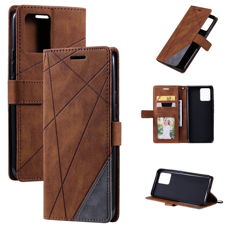 Skin Feel Splicing Horizontal Flip Leather Case with Holder & Card Slots & Wallet & Photo Frame, For OPPO A74 4G / F19, For OPPO A94 4G / F19 Pro, For OPPO Realme V13 5G, For OPPO Realme 8 4G, For OPPO Reno5 5G, For OPPO Reno5 Pro 5G                   ...