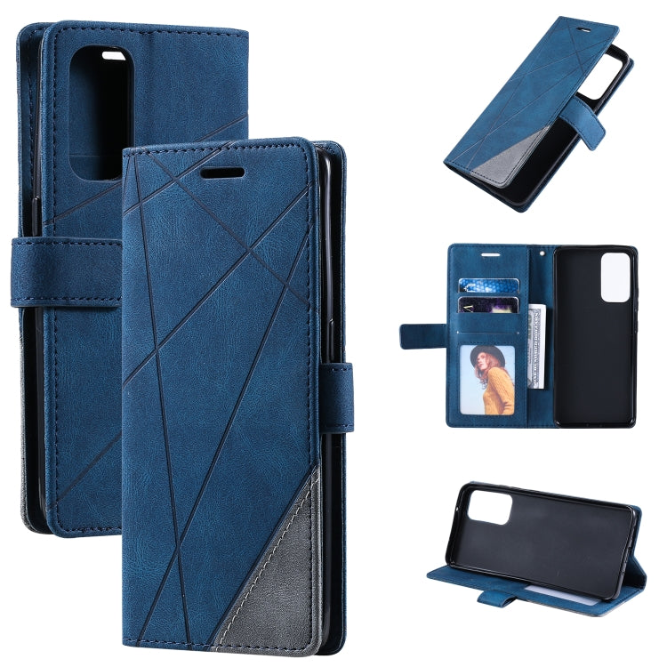 Skin Feel Splicing Horizontal Flip Leather Case with Holder & Card Slots & Wallet & Photo Frame, For OPPO Reno6 Pro 5G