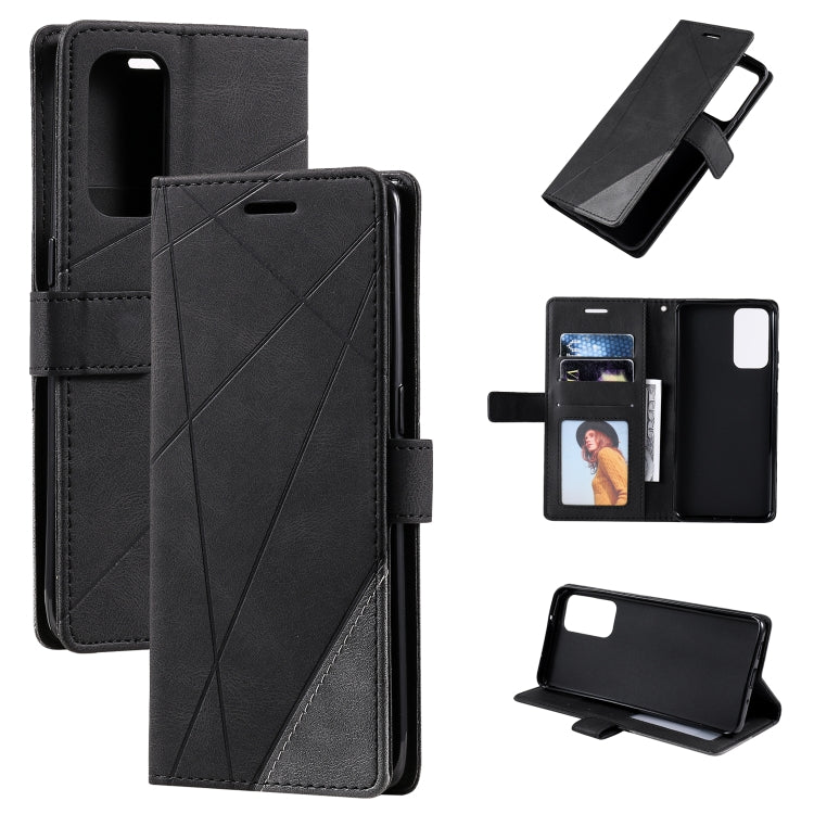 Skin Feel Splicing Horizontal Flip Leather Case with Holder & Card Slots & Wallet & Photo Frame, For OPPO Reno6 Pro 5G