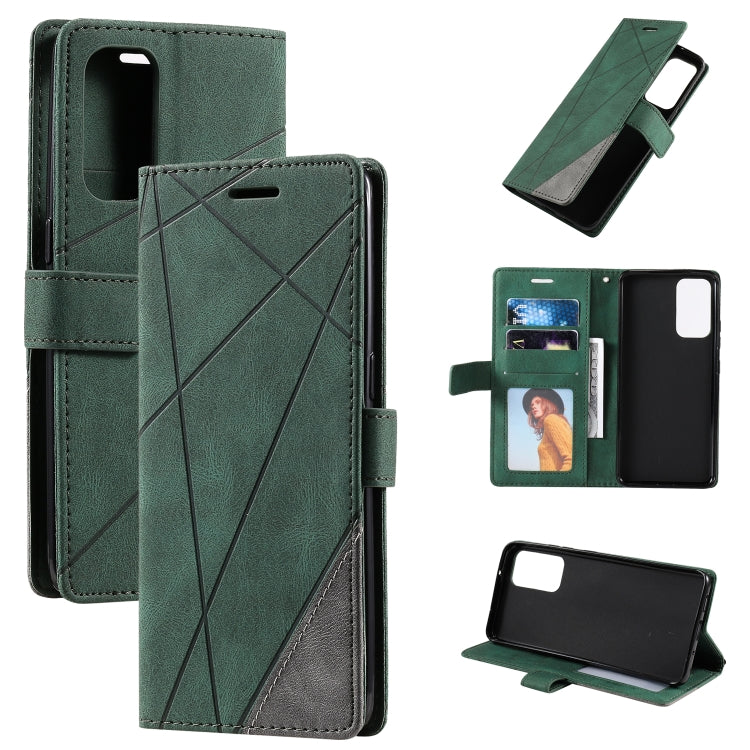 Skin Feel Splicing Horizontal Flip Leather Case with Holder & Card Slots & Wallet & Photo Frame, For OPPO Reno6 Pro 5G