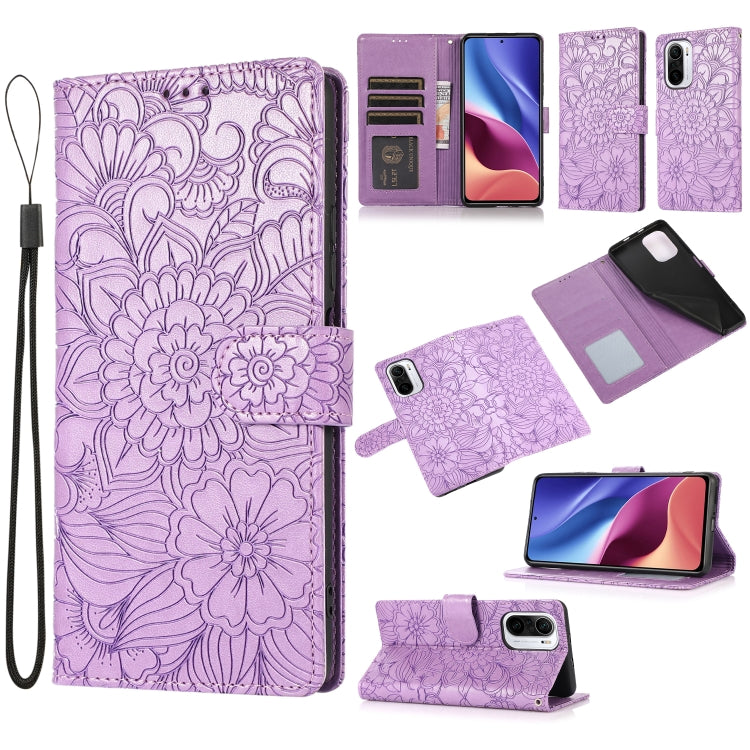 Skin Feel Embossed Sunflower Horizontal Flip Leather Case with Holder & Card Slots & Wallet & Lanyard, For Xiaomi POCO X3 NFC / X3 Pro / X3, For Xiaomi Redmi K40 / K40 Pro / Poco F3, For Xiaomi Mi 10T Lite 5G, For Xiaomi Mi 11, For Xiaomi Redmi Note 9 ...