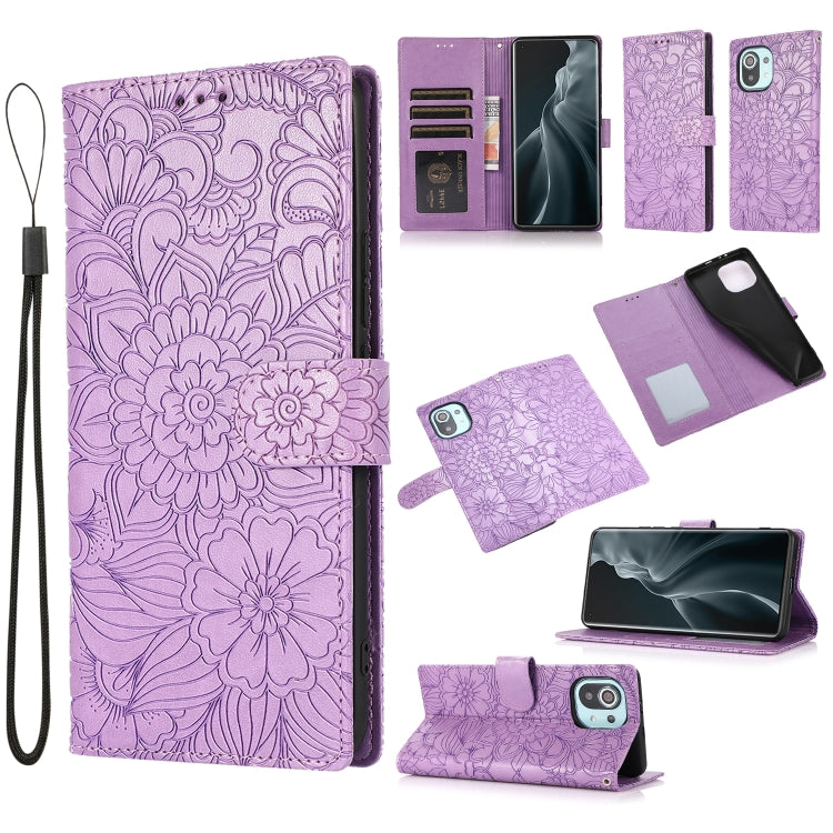 Skin Feel Embossed Sunflower Horizontal Flip Leather Case with Holder & Card Slots & Wallet & Lanyard, For Xiaomi POCO X3 NFC / X3 Pro / X3, For Xiaomi Redmi K40 / K40 Pro / Poco F3, For Xiaomi Mi 10T Lite 5G, For Xiaomi Mi 11, For Xiaomi Redmi Note 9 ...