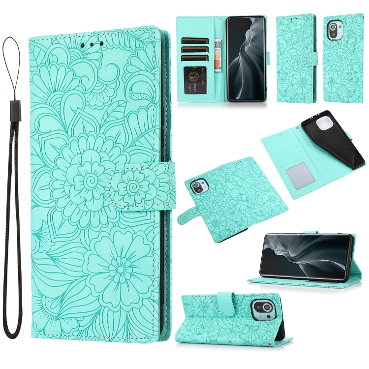 Skin Feel Embossed Sunflower Horizontal Flip Leather Case with Holder & Card Slots & Wallet & Lanyard, For Xiaomi POCO X3 NFC / X3 Pro / X3, For Xiaomi Redmi K40 / K40 Pro / Poco F3, For Xiaomi Mi 10T Lite 5G, For Xiaomi Mi 11, For Xiaomi Redmi Note 9 ...