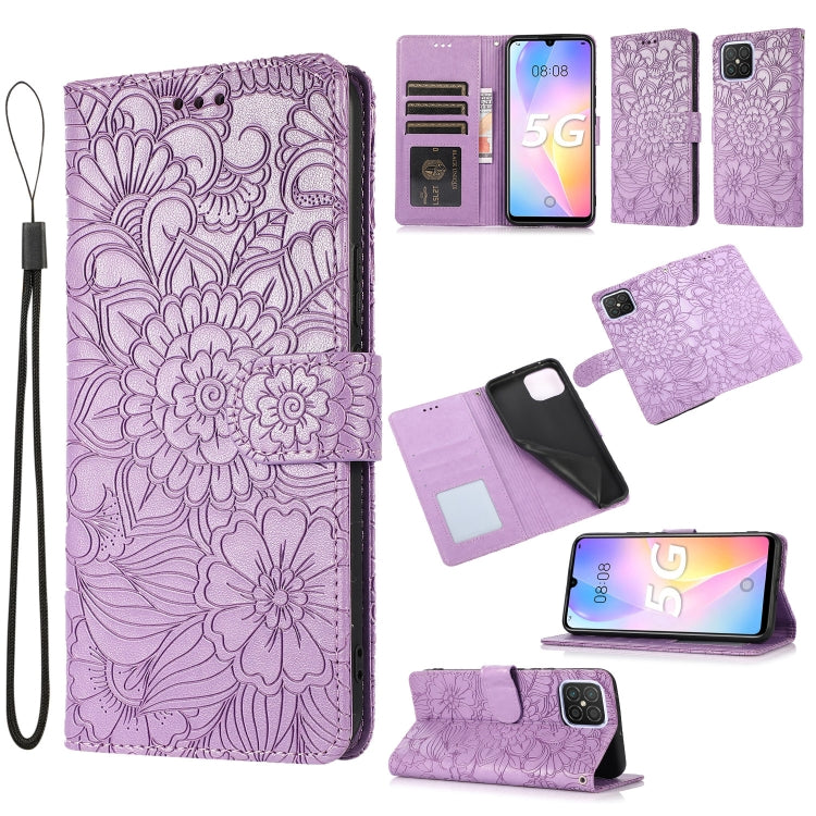 Skin Feel Embossed Sunflower Horizontal Flip Leather Case with Holder & Card Slots & Wallet & Lanyard, For Huawei nova 8 SE, For Huawei nova 7 SE, For Huawei nova 7 Pro 5G, For Huawei Y6p, For Huawei Y5p, For Huawei P smart 2020, For Huawei P40 Pro    ...
