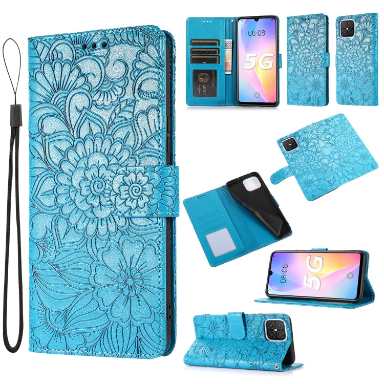 Skin Feel Embossed Sunflower Horizontal Flip Leather Case with Holder & Card Slots & Wallet & Lanyard, For Huawei nova 8 SE, For Huawei nova 7 SE, For Huawei nova 7 Pro 5G, For Huawei Y6p, For Huawei Y5p, For Huawei P smart 2020, For Huawei P40 Pro    ...