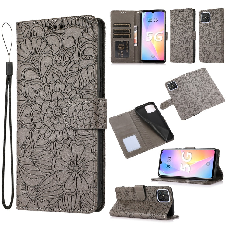 Skin Feel Embossed Sunflower Horizontal Flip Leather Case with Holder & Card Slots & Wallet & Lanyard, For Huawei nova 8 SE, For Huawei nova 7 SE, For Huawei nova 7 Pro 5G, For Huawei Y6p, For Huawei Y5p, For Huawei P smart 2020, For Huawei P40 Pro    ...