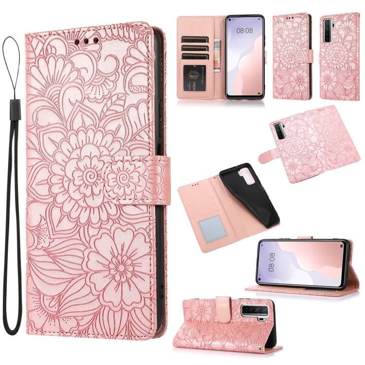Skin Feel Embossed Sunflower Horizontal Flip Leather Case with Holder & Card Slots & Wallet & Lanyard, For Huawei nova 8 SE, For Huawei nova 7 SE, For Huawei nova 7 Pro 5G, For Huawei Y6p, For Huawei Y5p, For Huawei P smart 2020, For Huawei P40 Pro    ...