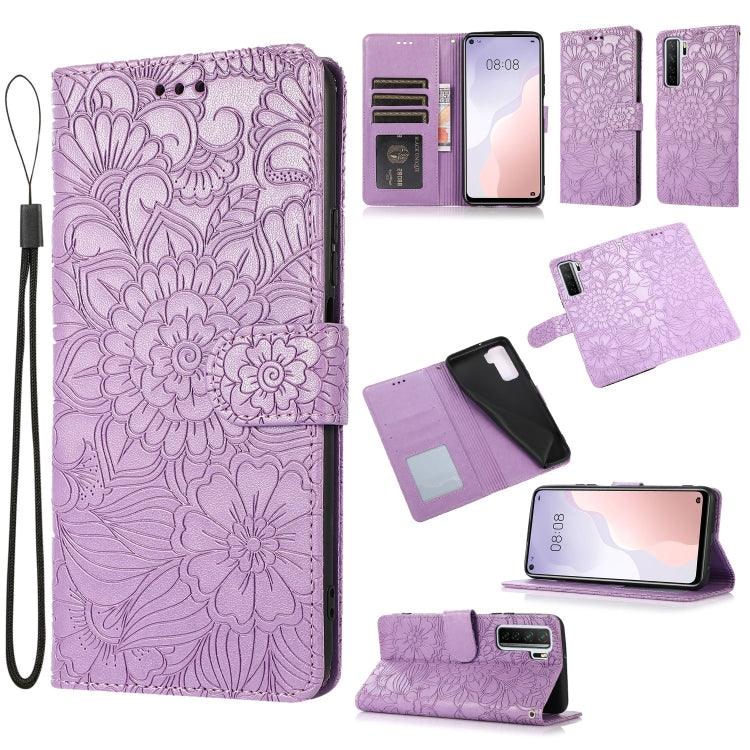 Skin Feel Embossed Sunflower Horizontal Flip Leather Case with Holder & Card Slots & Wallet & Lanyard, For Huawei nova 8 SE, For Huawei nova 7 SE, For Huawei nova 7 Pro 5G, For Huawei Y6p, For Huawei Y5p, For Huawei P smart 2020, For Huawei P40 Pro    ...