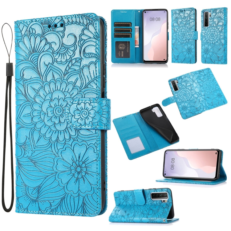 Skin Feel Embossed Sunflower Horizontal Flip Leather Case with Holder & Card Slots & Wallet & Lanyard, For Huawei nova 8 SE, For Huawei nova 7 SE, For Huawei nova 7 Pro 5G, For Huawei Y6p, For Huawei Y5p, For Huawei P smart 2020, For Huawei P40 Pro    ...