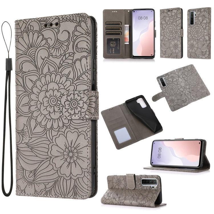 Skin Feel Embossed Sunflower Horizontal Flip Leather Case with Holder & Card Slots & Wallet & Lanyard, For Huawei nova 8 SE, For Huawei nova 7 SE, For Huawei nova 7 Pro 5G, For Huawei Y6p, For Huawei Y5p, For Huawei P smart 2020, For Huawei P40 Pro    ...