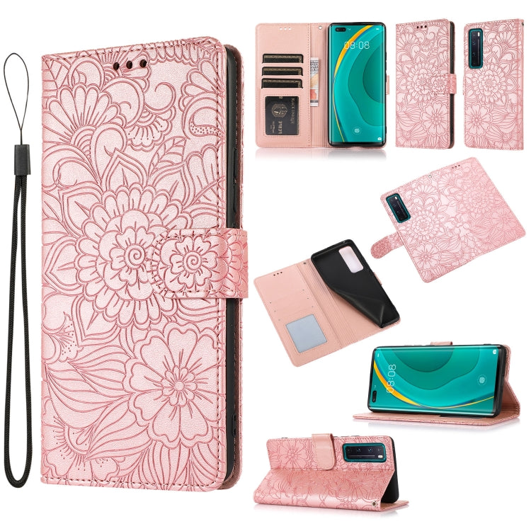 Skin Feel Embossed Sunflower Horizontal Flip Leather Case with Holder & Card Slots & Wallet & Lanyard, For Huawei nova 8 SE, For Huawei nova 7 SE, For Huawei nova 7 Pro 5G, For Huawei Y6p, For Huawei Y5p, For Huawei P smart 2020, For Huawei P40 Pro    ...
