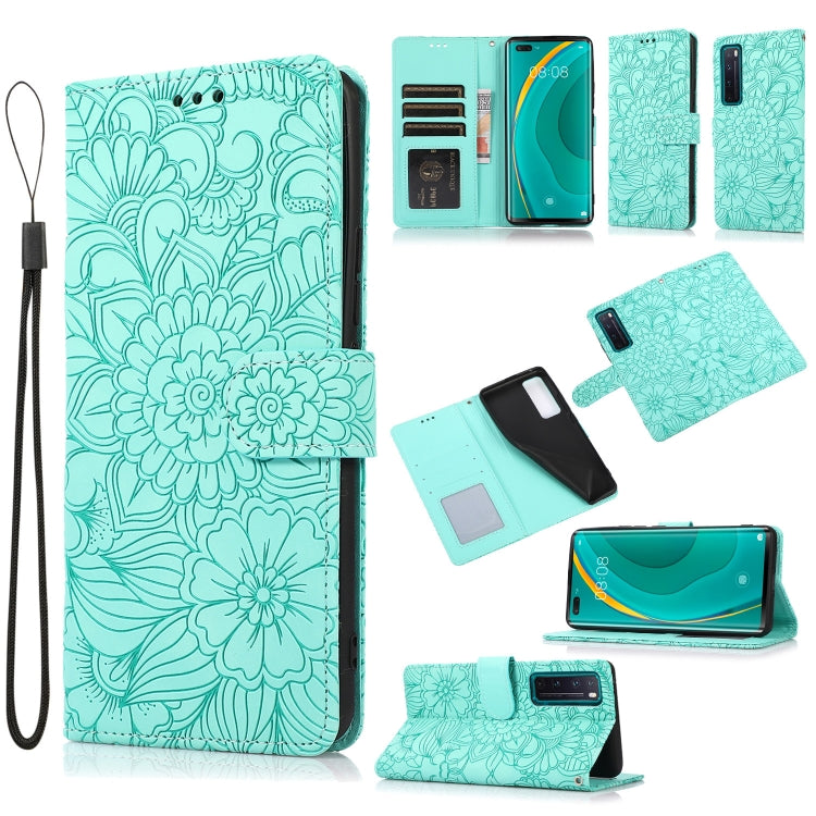 Skin Feel Embossed Sunflower Horizontal Flip Leather Case with Holder & Card Slots & Wallet & Lanyard, For Huawei nova 8 SE, For Huawei nova 7 SE, For Huawei nova 7 Pro 5G, For Huawei Y6p, For Huawei Y5p, For Huawei P smart 2020, For Huawei P40 Pro    ...