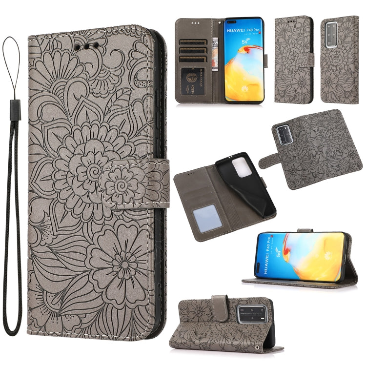 Skin Feel Embossed Sunflower Horizontal Flip Leather Case with Holder & Card Slots & Wallet & Lanyard, For Huawei nova 8 SE, For Huawei nova 7 SE, For Huawei nova 7 Pro 5G, For Huawei Y6p, For Huawei Y5p, For Huawei P smart 2020, For Huawei P40 Pro    ...