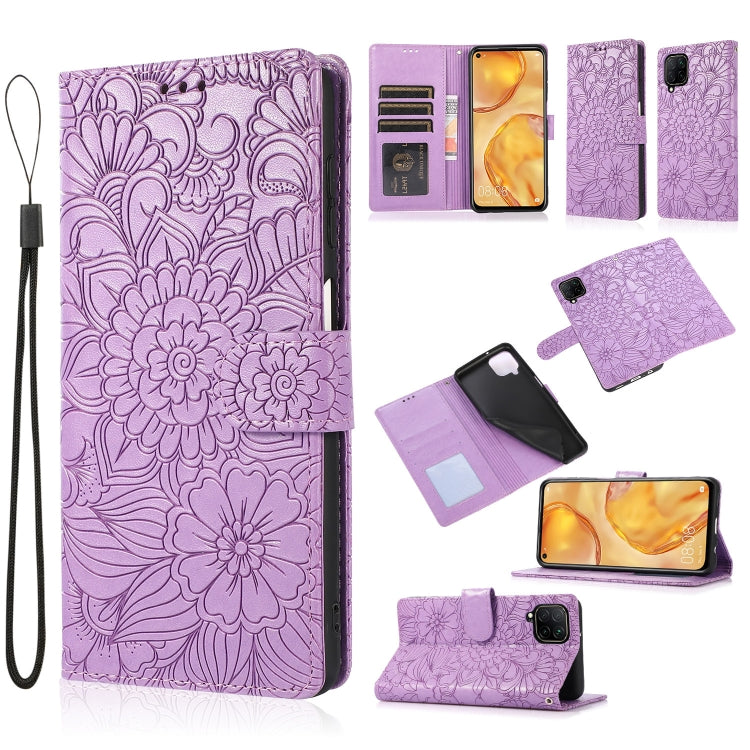 Skin Feel Embossed Sunflower Horizontal Flip Leather Case with Holder & Card Slots & Wallet & Lanyard, For Huawei nova 8 SE, For Huawei nova 7 SE, For Huawei nova 7 Pro 5G, For Huawei Y6p, For Huawei Y5p, For Huawei P smart 2020, For Huawei P40 Pro    ...