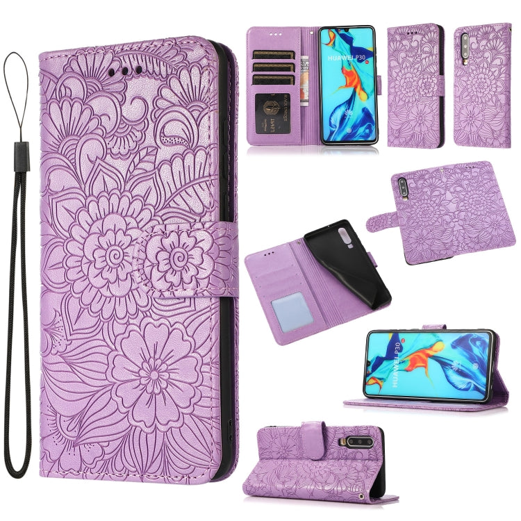 Skin Feel Embossed Sunflower Horizontal Flip Leather Case with Holder & Card Slots & Wallet & Lanyard, For Huawei P30, For Huawei P20 lite