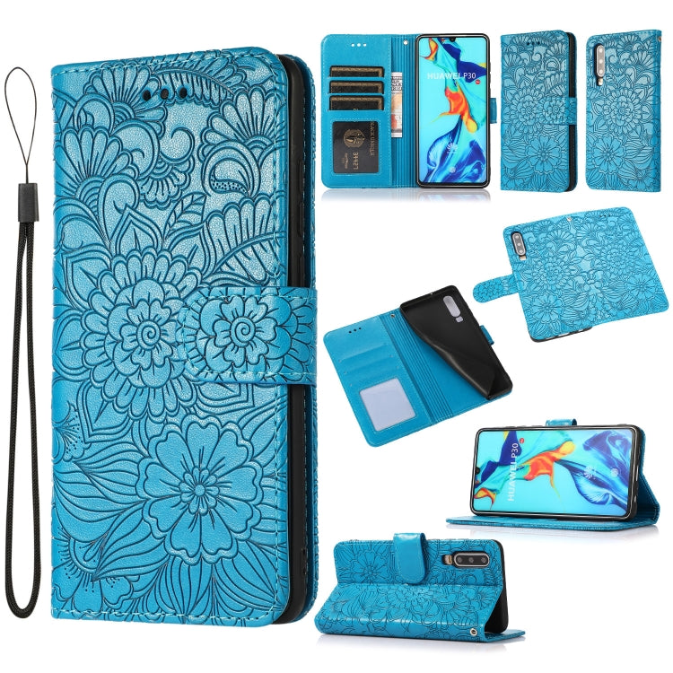 Skin Feel Embossed Sunflower Horizontal Flip Leather Case with Holder & Card Slots & Wallet & Lanyard, For Huawei P30, For Huawei P20 lite