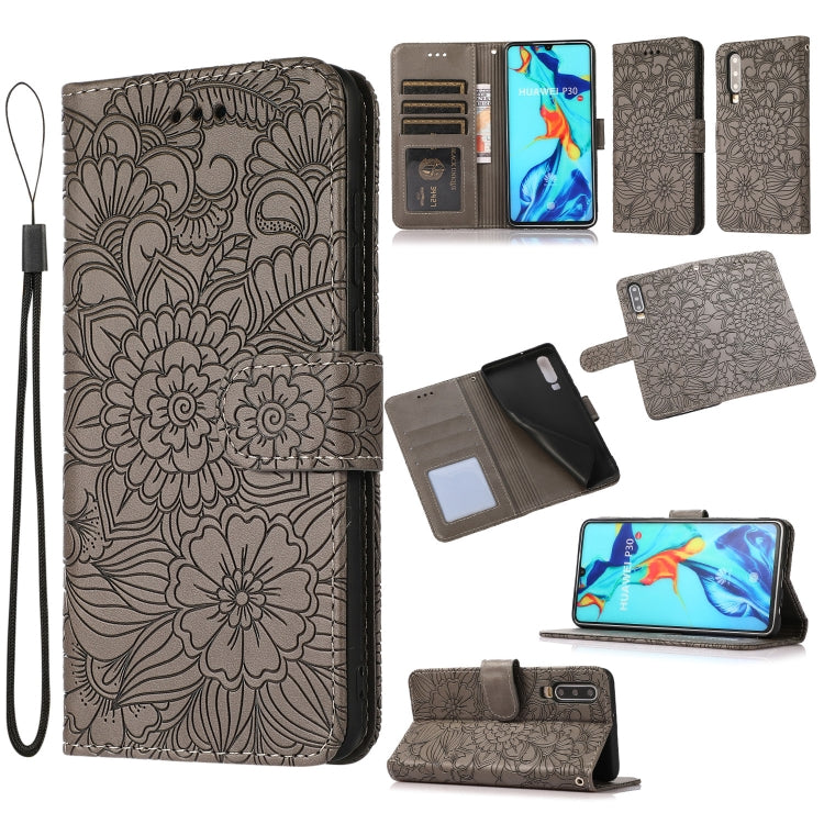 Skin Feel Embossed Sunflower Horizontal Flip Leather Case with Holder & Card Slots & Wallet & Lanyard, For Huawei P30, For Huawei P20 lite
