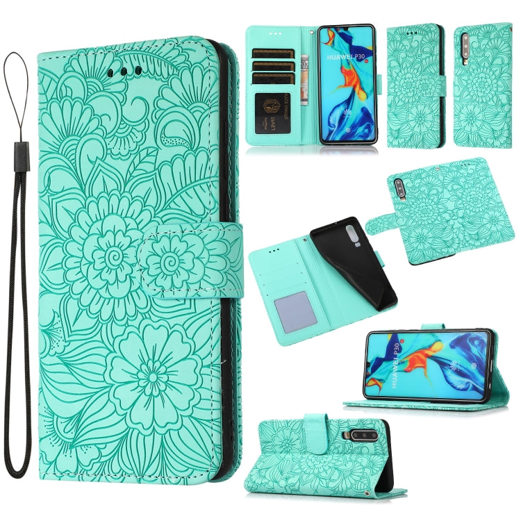 Skin Feel Embossed Sunflower Horizontal Flip Leather Case with Holder & Card Slots & Wallet & Lanyard, For Huawei P30, For Huawei P20 lite