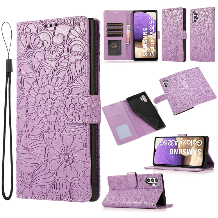 Skin Feel Embossed Sunflower Horizontal Flip Leather Case with Holder & Card Slots & Wallet & Lanyard, For Samsung Galaxy S8+, For Samsung Galaxy A12, For Samsung Galaxy A42 5G, For Samsung Galaxy A32 4G, For Samsung Galaxy A32 5G, For Samsung Galaxy A...