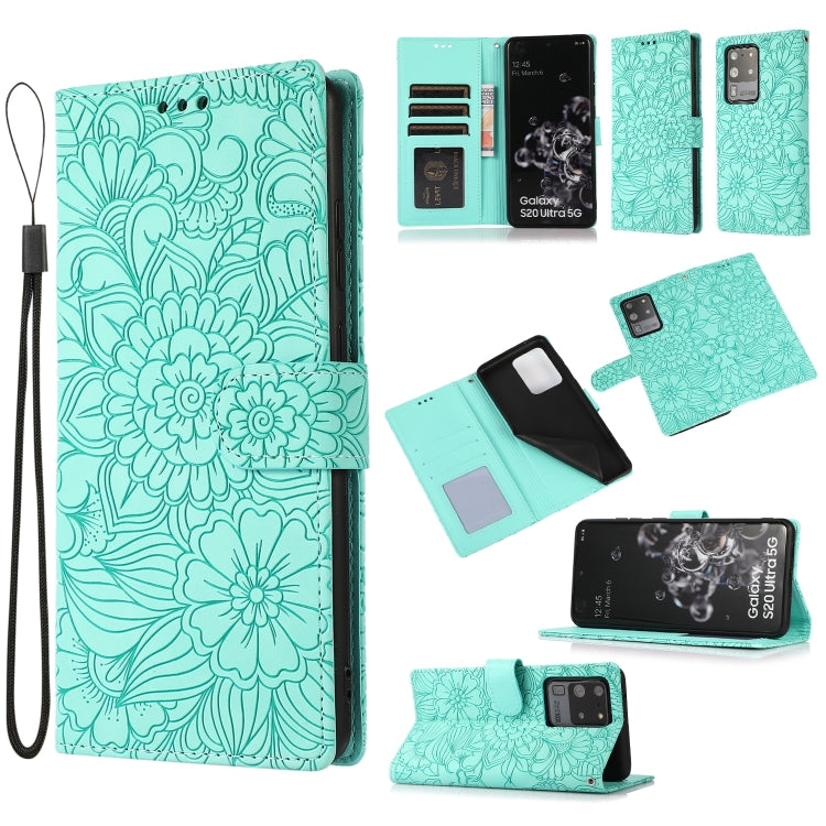 Skin Feel Embossed Sunflower Horizontal Flip Leather Case with Holder & Card Slots & Wallet & Lanyard, For Samsung Galaxy Note9, For Samsung Galaxy Note20 Ultra, For Samsung Galaxy S20 Ultra, For Samsung Galaxy S21 Ultra 5G, For Samsung Galaxy A30s    ...