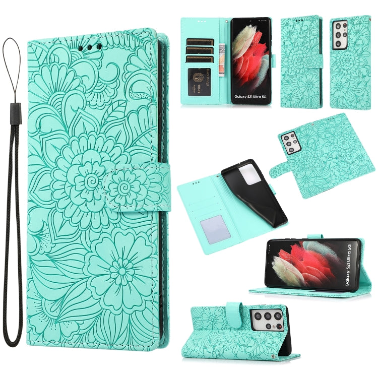 Skin Feel Embossed Sunflower Horizontal Flip Leather Case with Holder & Card Slots & Wallet & Lanyard, For Samsung Galaxy Note9, For Samsung Galaxy Note20 Ultra, For Samsung Galaxy S20 Ultra, For Samsung Galaxy S21 Ultra 5G, For Samsung Galaxy A30s    ...