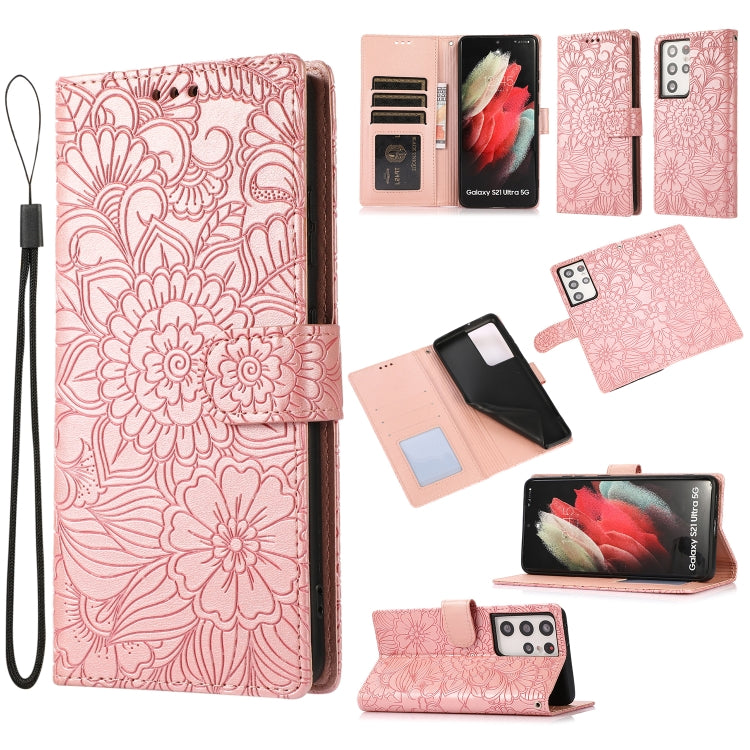 Skin Feel Embossed Sunflower Horizontal Flip Leather Case with Holder & Card Slots & Wallet & Lanyard, For Samsung Galaxy Note9, For Samsung Galaxy Note20 Ultra, For Samsung Galaxy S20 Ultra, For Samsung Galaxy S21 Ultra 5G, For Samsung Galaxy A30s    ...