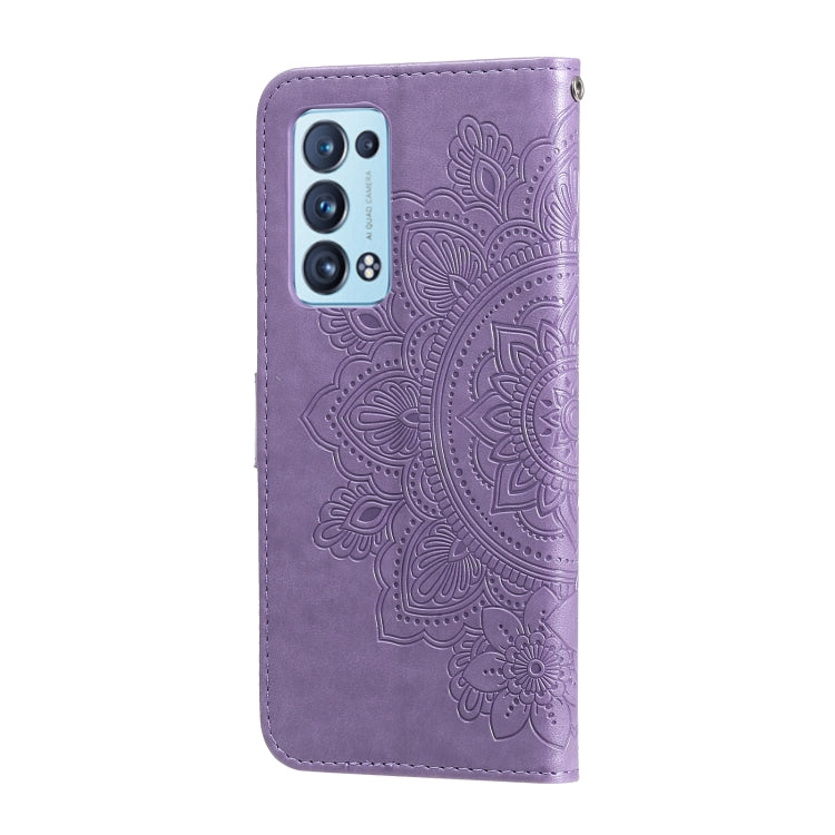 7-petal Flowers Embossing Pattern Horizontal Flip PU Leather Case with Holder & Card Slots & Wallet & Photo Frame, For OPPO Reno6 5G, For OPPO Reno 6 Pro 5G, For OPPO Reno 6 Pro+ 5G, For OPPO Realme 8 5G