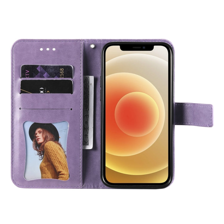 7-petal Flowers Embossing Pattern Horizontal Flip PU Leather Case with Holder & Card Slots & Wallet & Photo Frame, For OPPO Reno6 5G, For OPPO Reno 6 Pro 5G, For OPPO Reno 6 Pro+ 5G, For OPPO Realme 8 5G