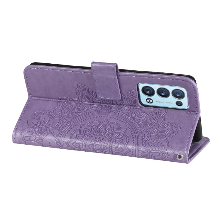 7-petal Flowers Embossing Pattern Horizontal Flip PU Leather Case with Holder & Card Slots & Wallet & Photo Frame, For OPPO Reno6 5G, For OPPO Reno 6 Pro 5G, For OPPO Reno 6 Pro+ 5G, For OPPO Realme 8 5G