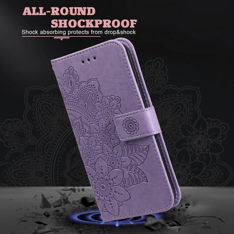 7-petal Flowers Embossing Pattern Horizontal Flip PU Leather Case with Holder & Card Slots & Wallet & Photo Frame, For OPPO Reno6 5G, For OPPO Reno 6 Pro 5G, For OPPO Reno 6 Pro+ 5G, For OPPO Realme 8 5G