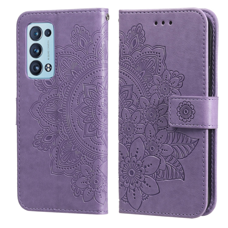 7-petal Flowers Embossing Pattern Horizontal Flip PU Leather Case with Holder & Card Slots & Wallet & Photo Frame, For OPPO Reno6 5G, For OPPO Reno 6 Pro 5G, For OPPO Reno 6 Pro+ 5G, For OPPO Realme 8 5G