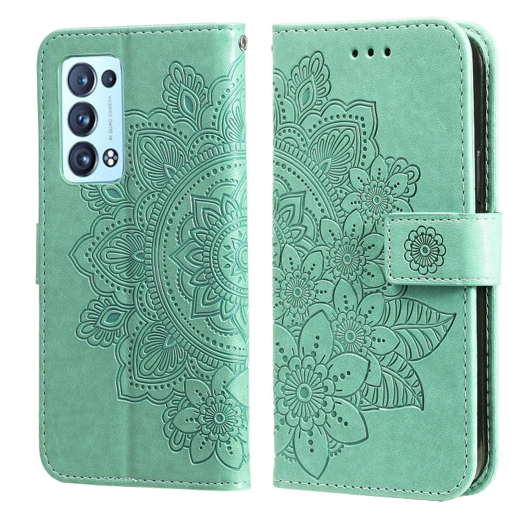 7-petal Flowers Embossing Pattern Horizontal Flip PU Leather Case with Holder & Card Slots & Wallet & Photo Frame, For OPPO Reno6 5G, For OPPO Reno 6 Pro 5G, For OPPO Reno 6 Pro+ 5G, For OPPO Realme 8 5G