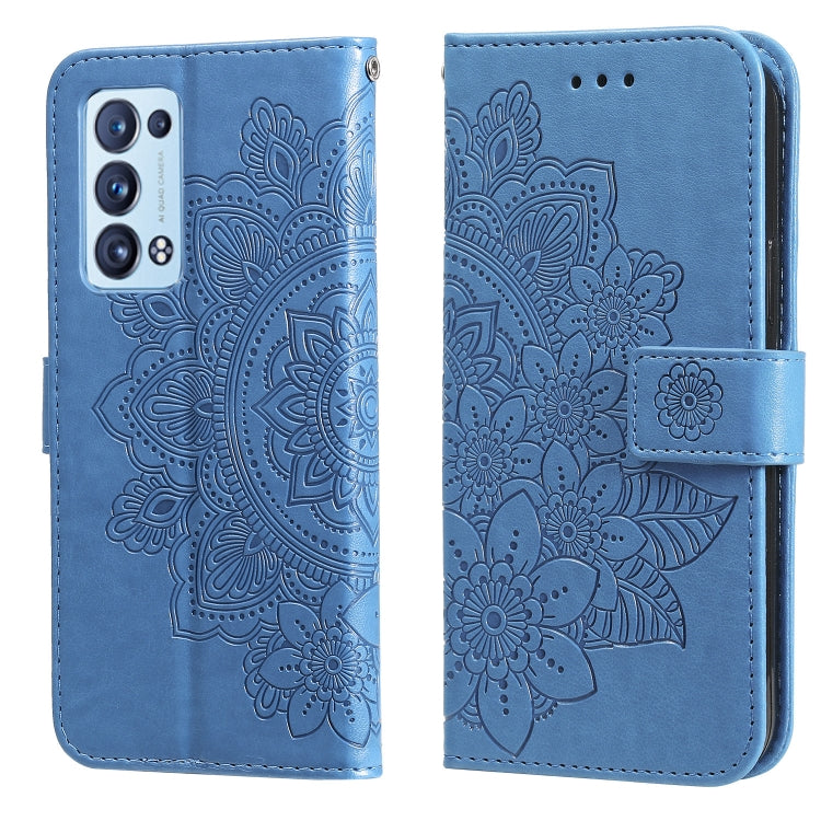 7-petal Flowers Embossing Pattern Horizontal Flip PU Leather Case with Holder & Card Slots & Wallet & Photo Frame, For OPPO Reno6 5G, For OPPO Reno 6 Pro 5G, For OPPO Reno 6 Pro+ 5G, For OPPO Realme 8 5G
